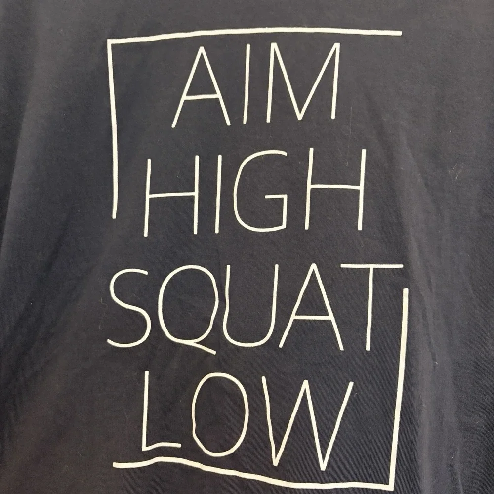 To The Market Aim High Squat Low Graphic Long Sleeve Tee Large Black And White - Picture 2 of 7